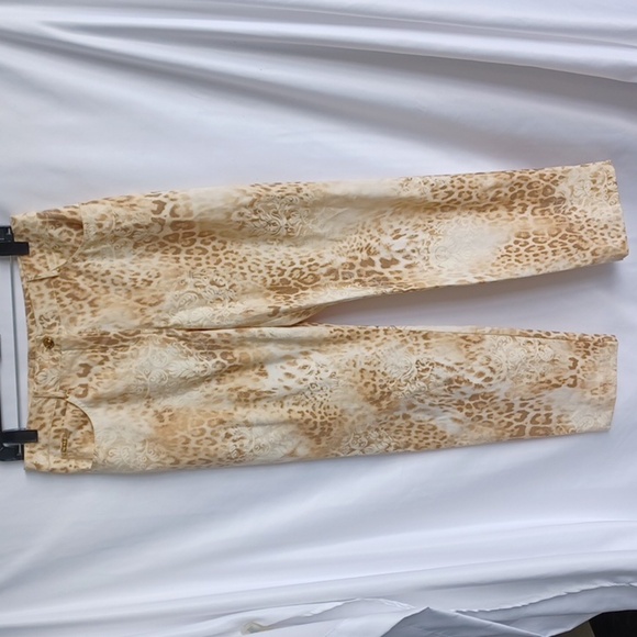 St. John Sport Women's Size 8 Leopard Print Pants Beige Brown Animal Print, 30"w - Picture 1 of 10